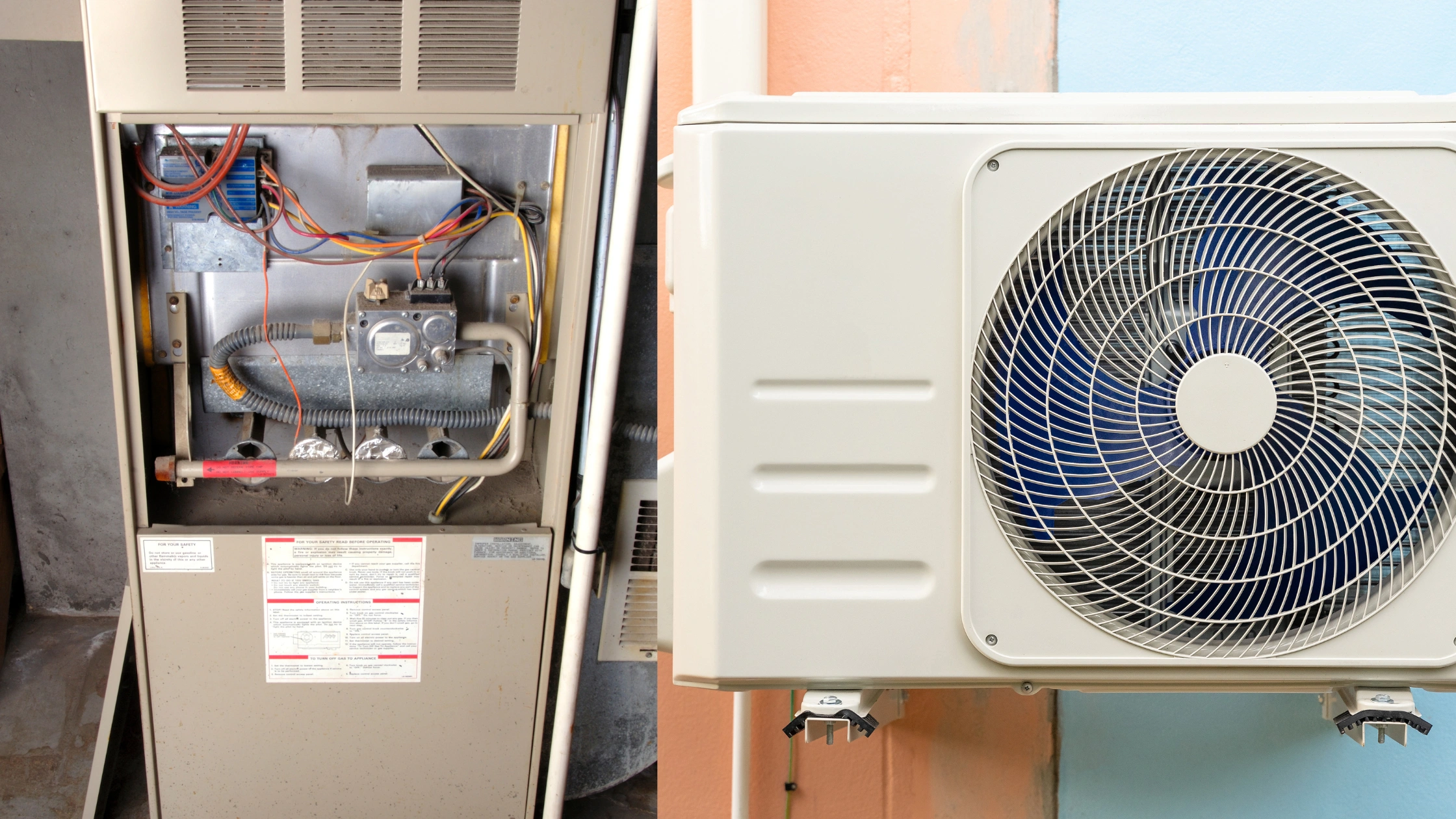 Old Gas Furnace vs New Heat Pump Outdoor Unit Comparison Florida Home