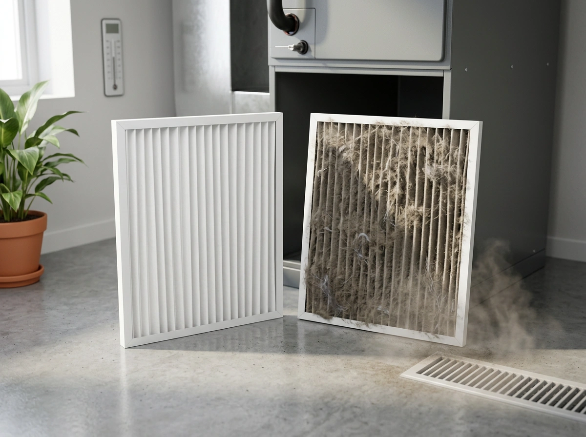 Clean vs Dirty HVAC Air Filter Comparison Affecting Cooling and Energy Bills